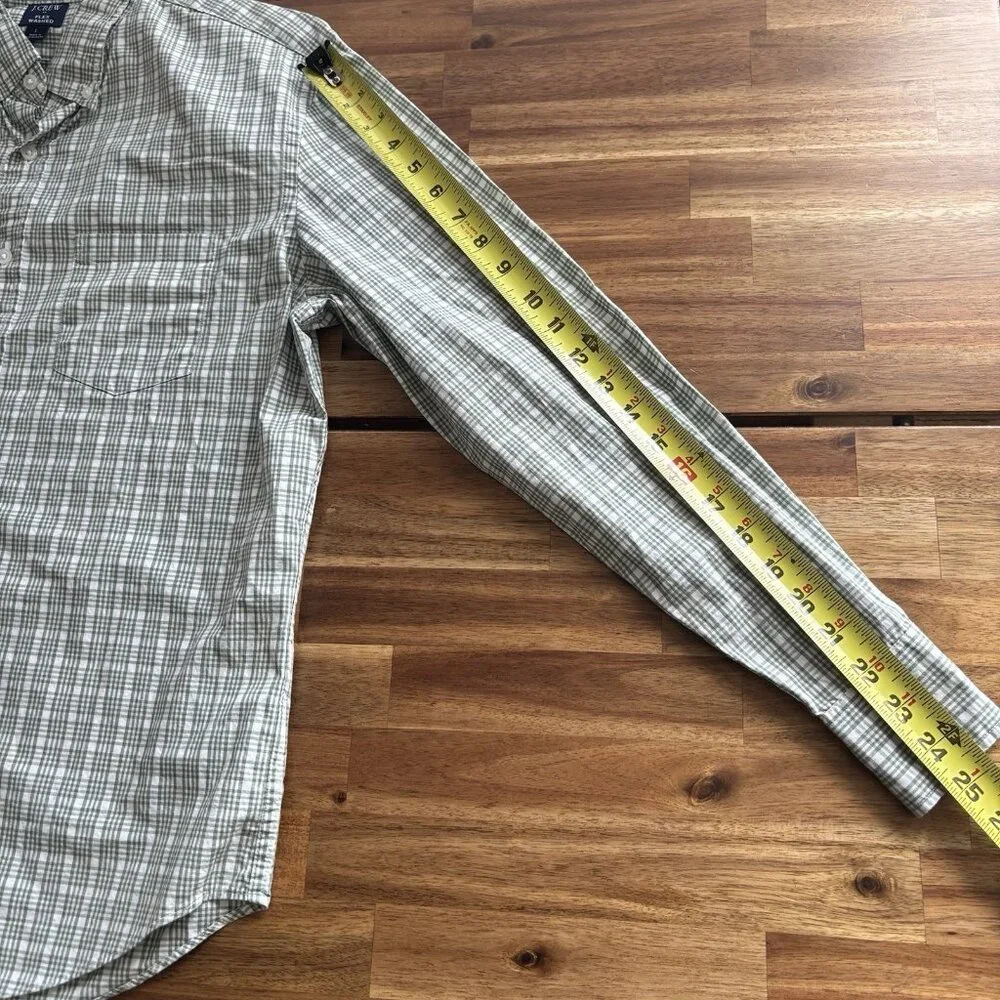 J.Crew Slim Untucked Flex Washed‎ Plaid Shirt Mens Large Preppy Office Business